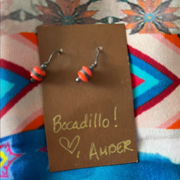 Bocadillo! Coral Fiesta Boho Tribal Cute & Lightweight Earrings - Picture 3 of 4